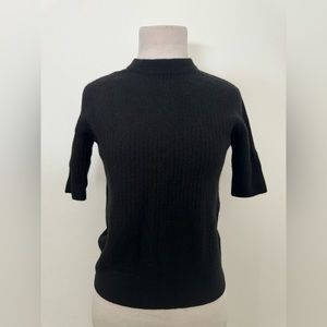 COS Black Short Sleeve Knit Wool Sweater